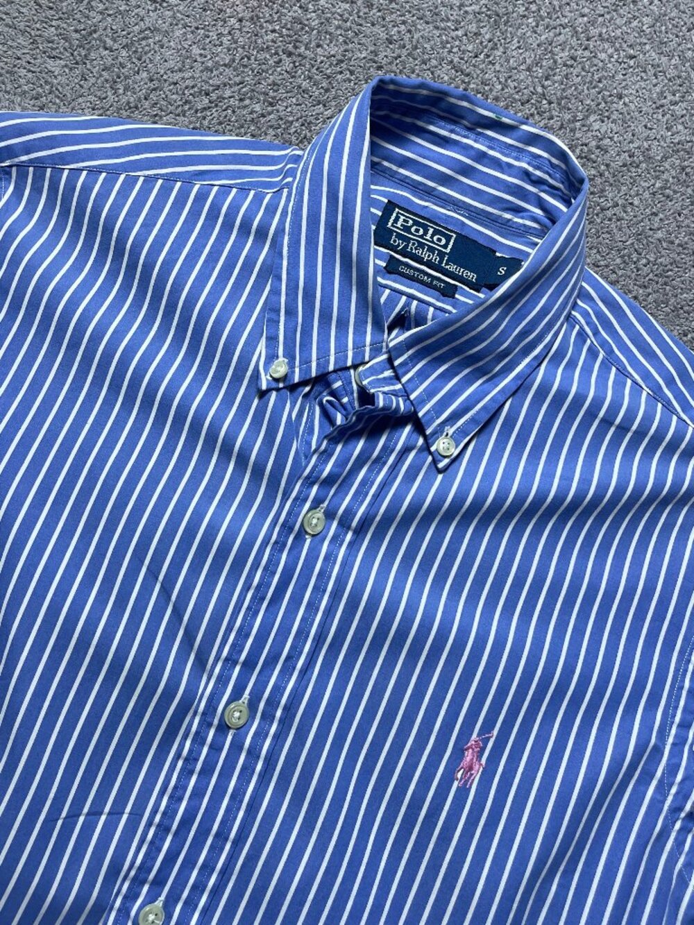 Vintage Polo by Ralph Lauren Custom Fit Blue Striped Button Shirt Women's Small